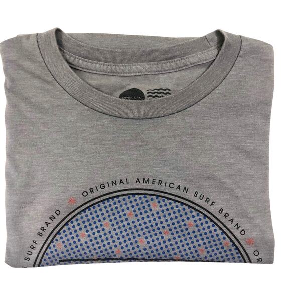 O’Neill Gray with Blue Graphic Print on Front T Shirt Medium Modern Fit - Picture 7 of 16